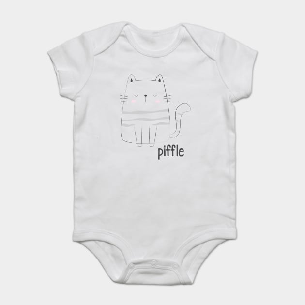 The Cat That Says Piffle, cute dismissive kitty Baby Bodysuit by Luxinda